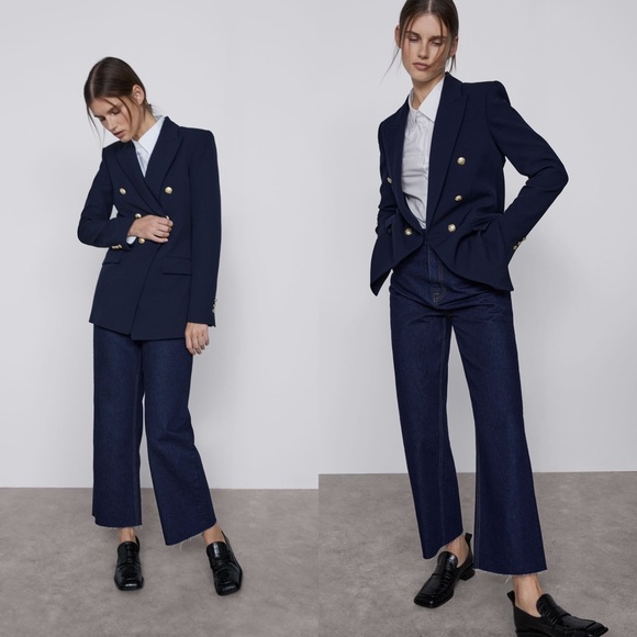 Zara Denim - Zara | High Waisted 90’s Wide Leg Jeans Dark Wash Premium Denim 6/28